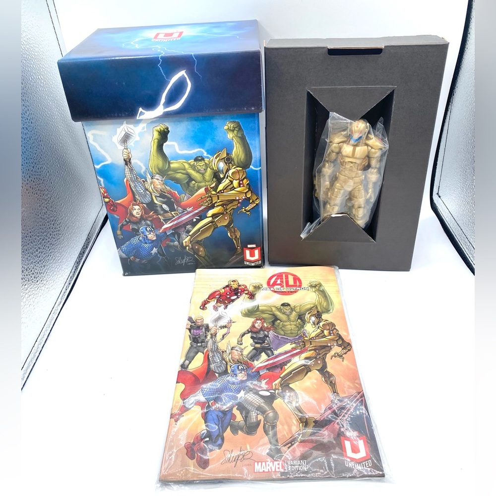 Marvel Legends Marvel Unlimited Exclusive Box Set, Gold Ultron Figure And Comic
